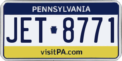 PA license plate JET8771
