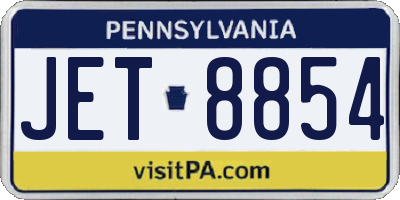 PA license plate JET8854