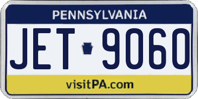 PA license plate JET9060
