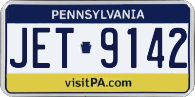 PA license plate JET9142
