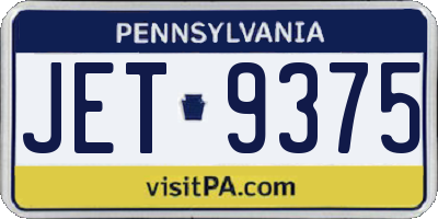 PA license plate JET9375