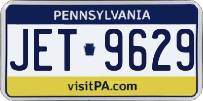 PA license plate JET9629