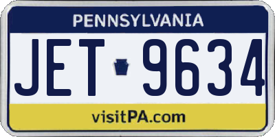 PA license plate JET9634