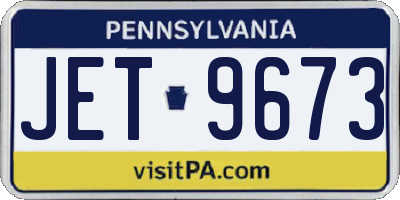 PA license plate JET9673