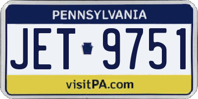 PA license plate JET9751