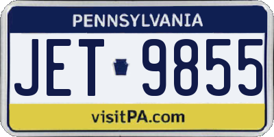 PA license plate JET9855