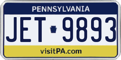PA license plate JET9893