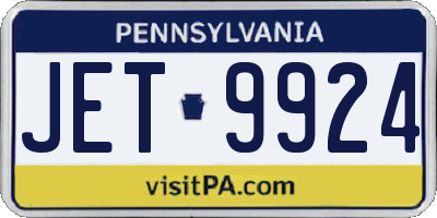 PA license plate JET9924