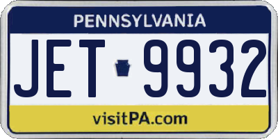 PA license plate JET9932