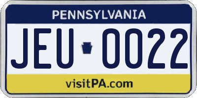 PA license plate JEU0022