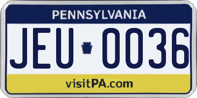 PA license plate JEU0036