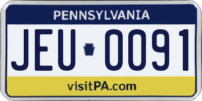 PA license plate JEU0091