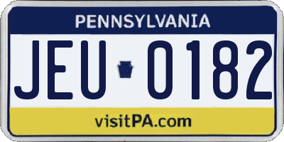 PA license plate JEU0182