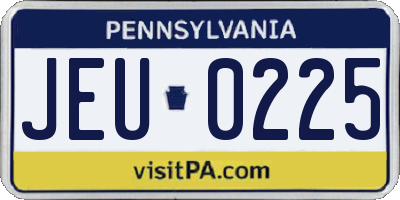 PA license plate JEU0225