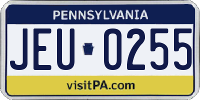 PA license plate JEU0255
