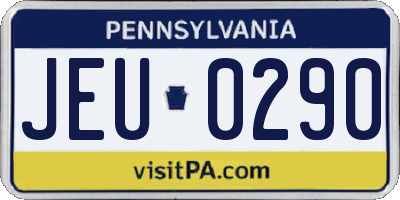 PA license plate JEU0290