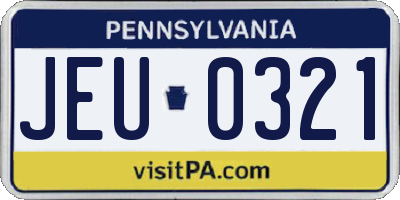 PA license plate JEU0321
