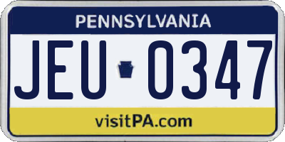 PA license plate JEU0347