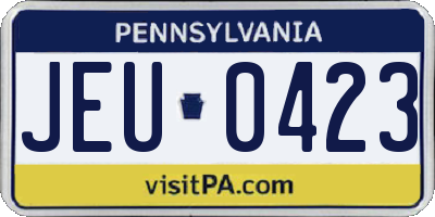 PA license plate JEU0423