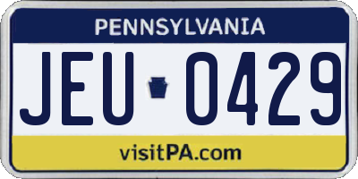 PA license plate JEU0429