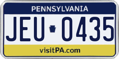 PA license plate JEU0435