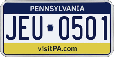 PA license plate JEU0501