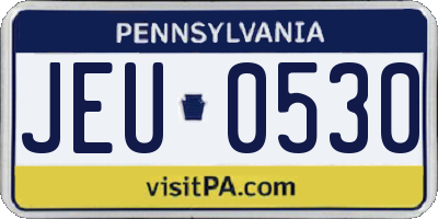 PA license plate JEU0530