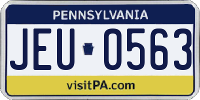 PA license plate JEU0563