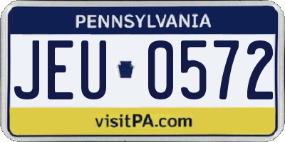 PA license plate JEU0572