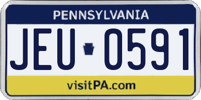 PA license plate JEU0591