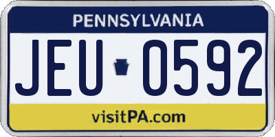 PA license plate JEU0592
