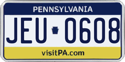 PA license plate JEU0608