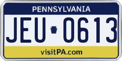 PA license plate JEU0613