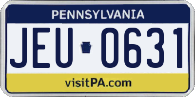 PA license plate JEU0631