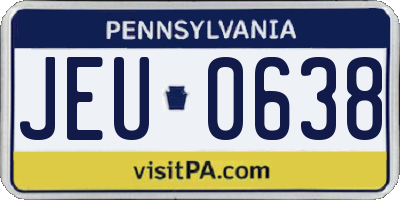 PA license plate JEU0638