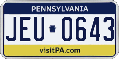 PA license plate JEU0643