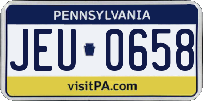 PA license plate JEU0658