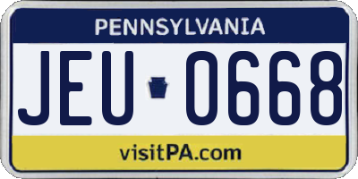 PA license plate JEU0668