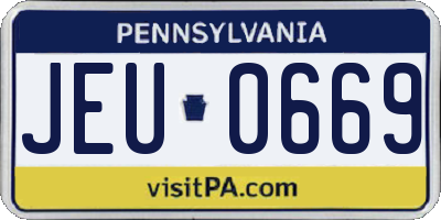 PA license plate JEU0669