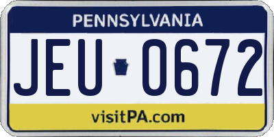 PA license plate JEU0672