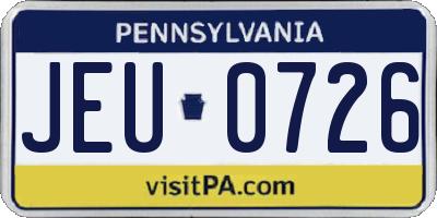 PA license plate JEU0726