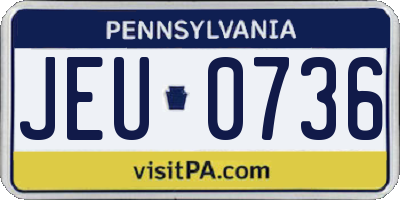 PA license plate JEU0736