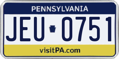 PA license plate JEU0751
