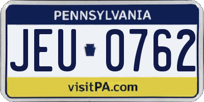 PA license plate JEU0762