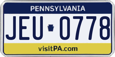 PA license plate JEU0778