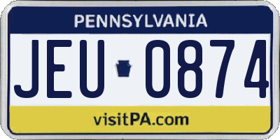 PA license plate JEU0874