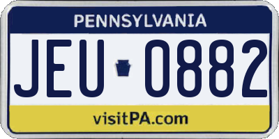 PA license plate JEU0882