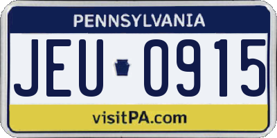 PA license plate JEU0915