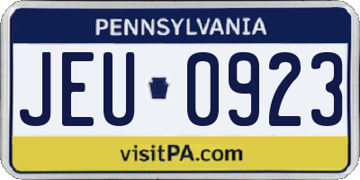 PA license plate JEU0923