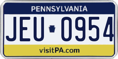 PA license plate JEU0954